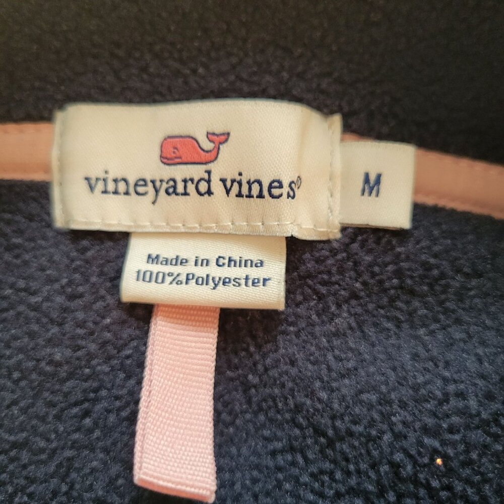 Vineyard Vines Fleece Vest M Navy Blue Full Zip Sleeveless Classic Preppy - Picture 4 of 9